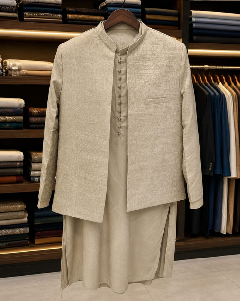 Designer Shalwar Kameez with Tailored Blazer – Fusion Ensemble