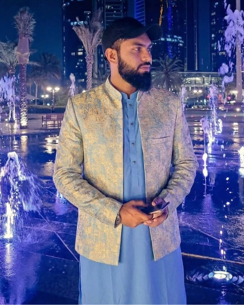 Elegant Blue Pakistani Men’s Shalwar Kameez & Blazer Combo – Ready to Wear
